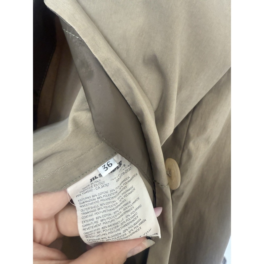 Jil Sander Coat IT 36 US 0–2 Tan Beige Minimalist Trench Coat Quiet Luxury Italy - Picture 6 of 6